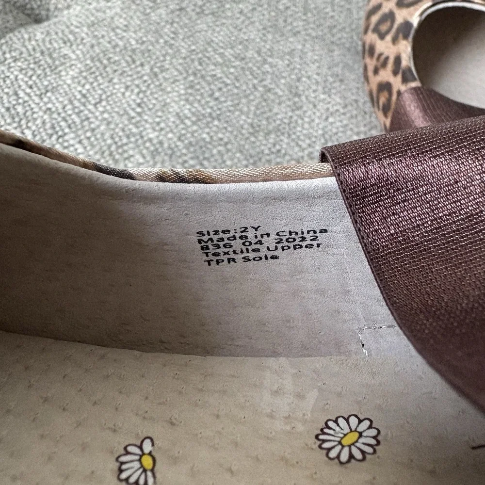 Livie&Luca Shoes Girls Size 2 Brown Bronwyn Mary Jane Flats Leopard Print New